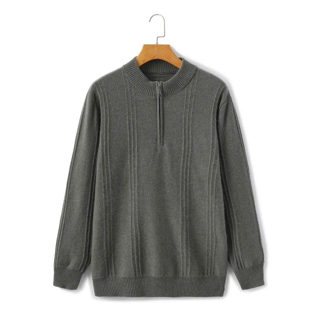 100% Cashmere Ribbed Half Zip