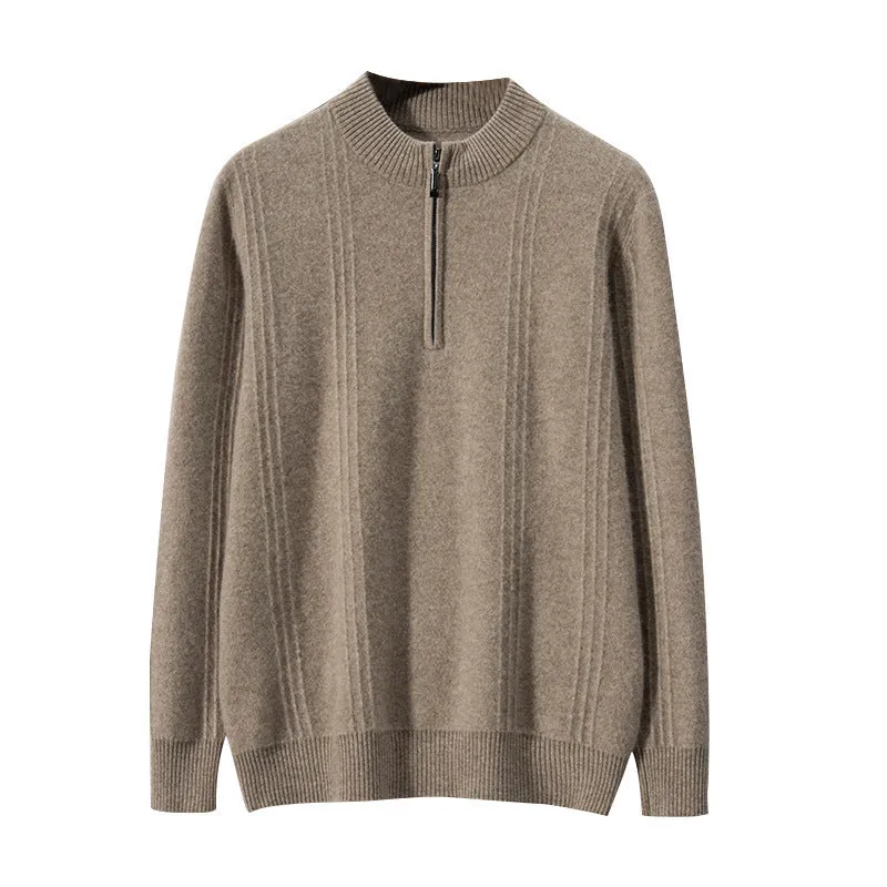 100% Cashmere Ribbed Half Zip