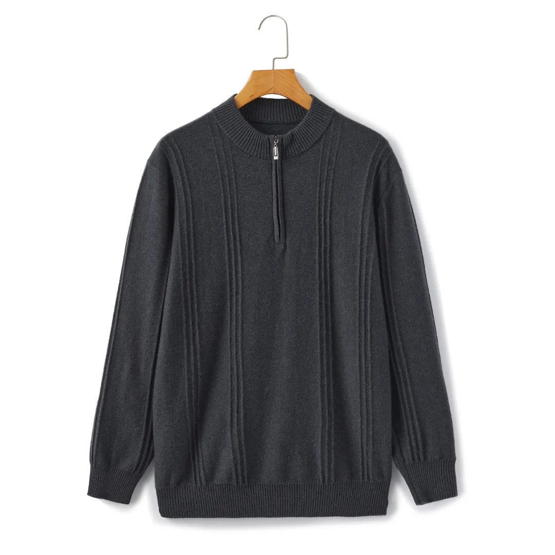 100% Cashmere Ribbed Half Zip