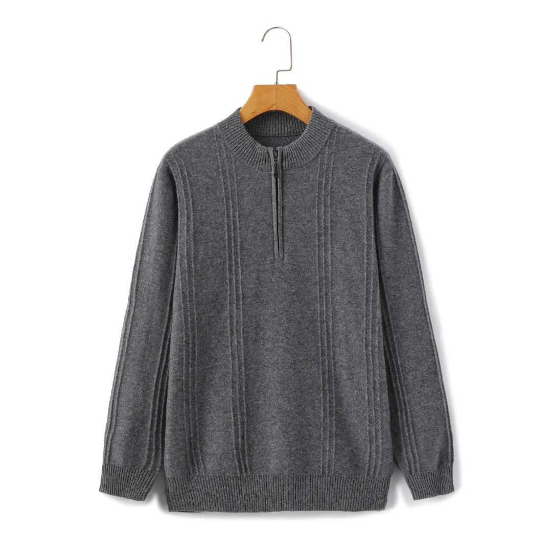 100% Cashmere Ribbed Half Zip