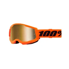 100% Strata 2 MTB Goggles (Mirror True Gold/Neon Orange)