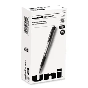 207 Impact Gel Pen, Stick, Bold 1 mm, Black Ink, Silver/Black Barrel, Dozen (UBC65800)