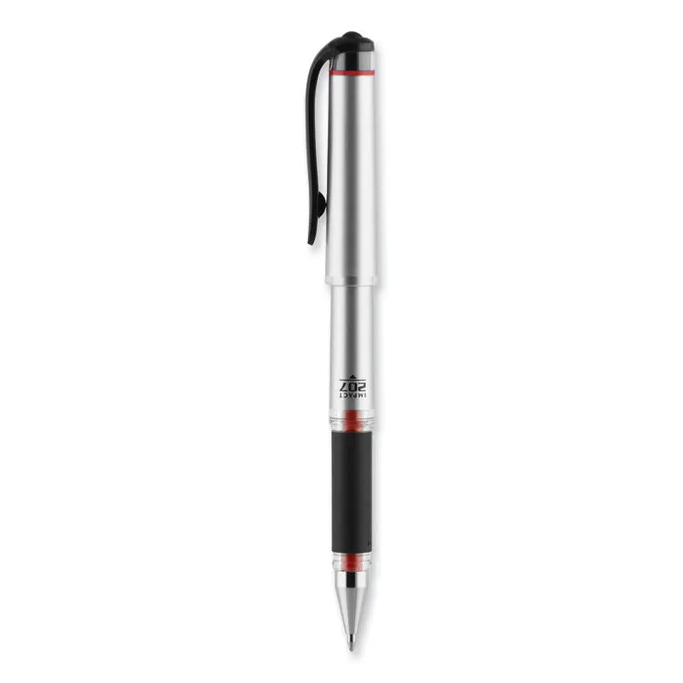 207 Impact Gel Pen, Stick, Bold 1 mm, Red Ink, Silver/Black/Red Barrel, Dozen (UBC65802)