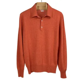 Aaric classic polo sweater in orange wool mix