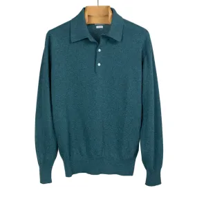 Aaric classic polo sweater in teal wool mix