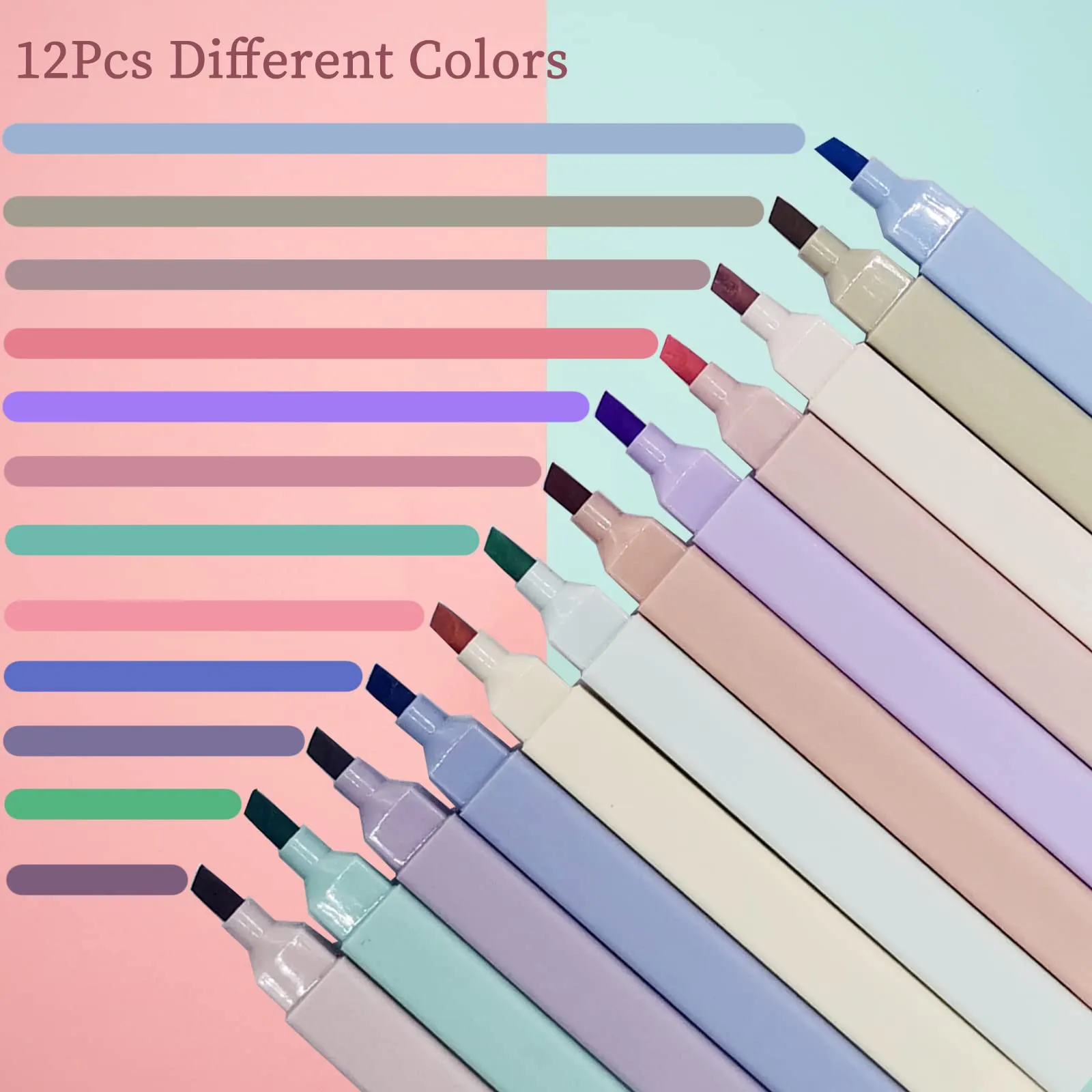 Aesthetic Pastel Highlighters: 12pcs Set