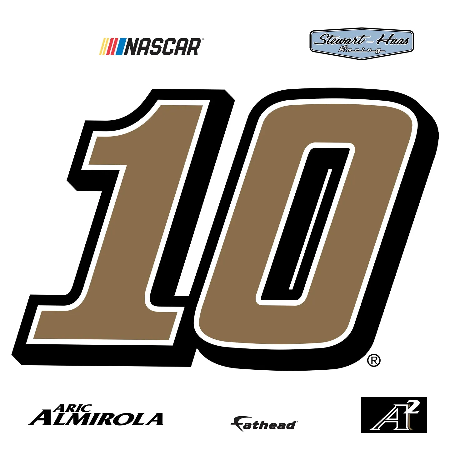 Aric Almirola  #10 Logo  - Officially Licensed NASCAR Removable Wall Decal