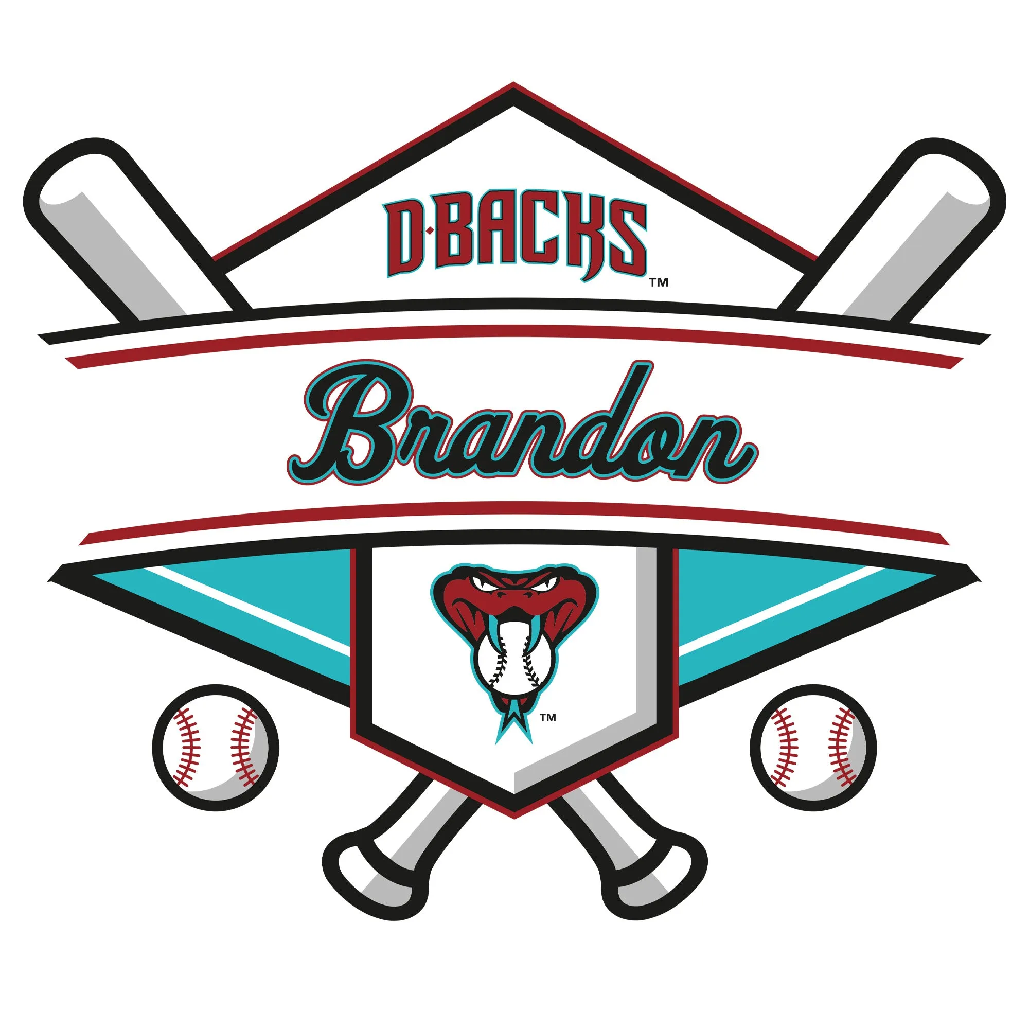 Arizona Diamondbacks: Bats Personalized Name PREMASK        -   Removable     Adhesive Decal