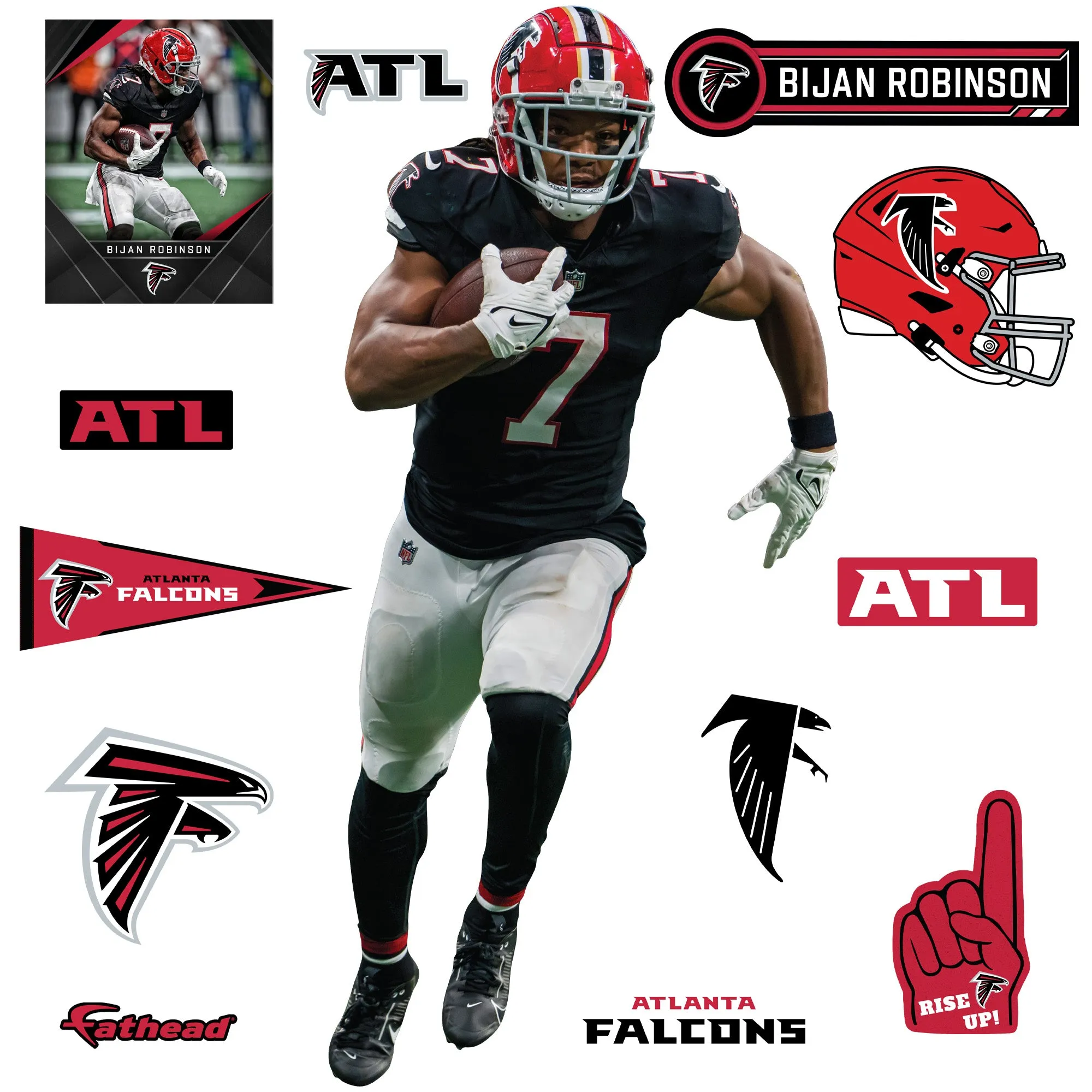 Atlanta Falcons: Bijan Robinson Throwback        - Officially Licensed NFL Removable     Adhesive Decal