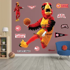 Atlanta Hawks: Harry the Hawk Mascot - Officially Licensed NBA Removable Adhesive Decal