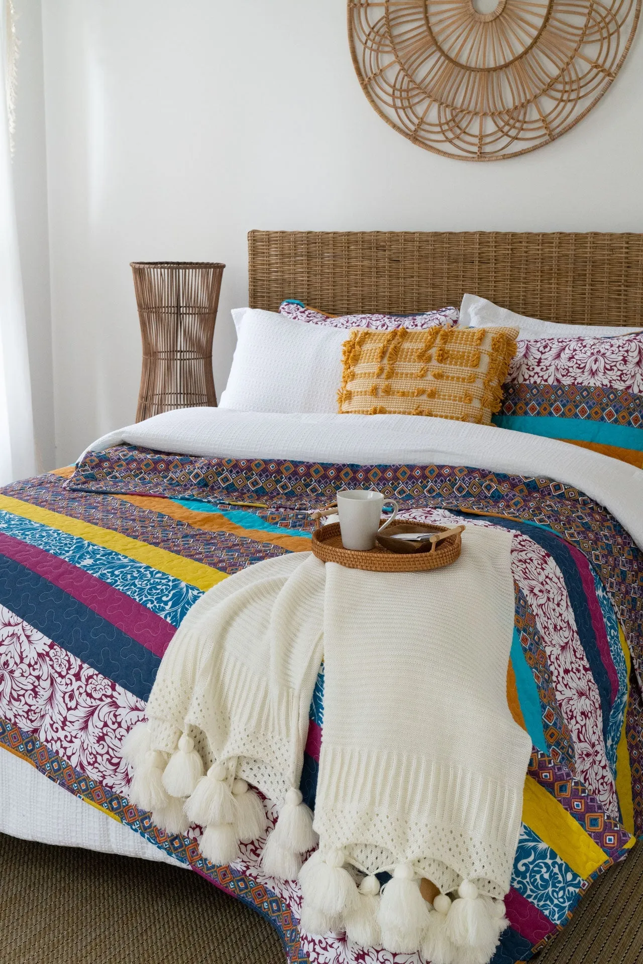 Boho Stripe 3 Piece Quilt Set