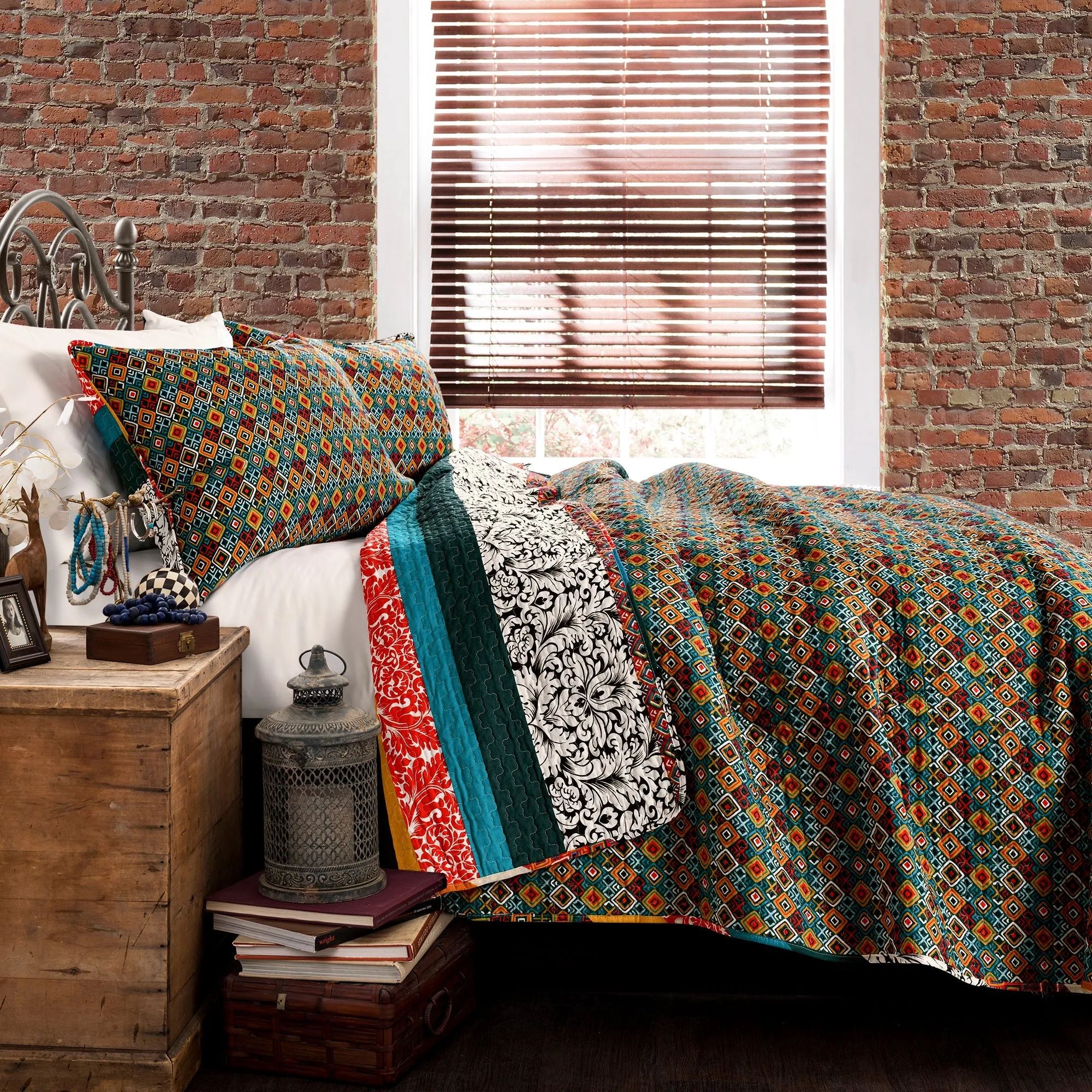 Boho Stripe 3 Piece Quilt Set