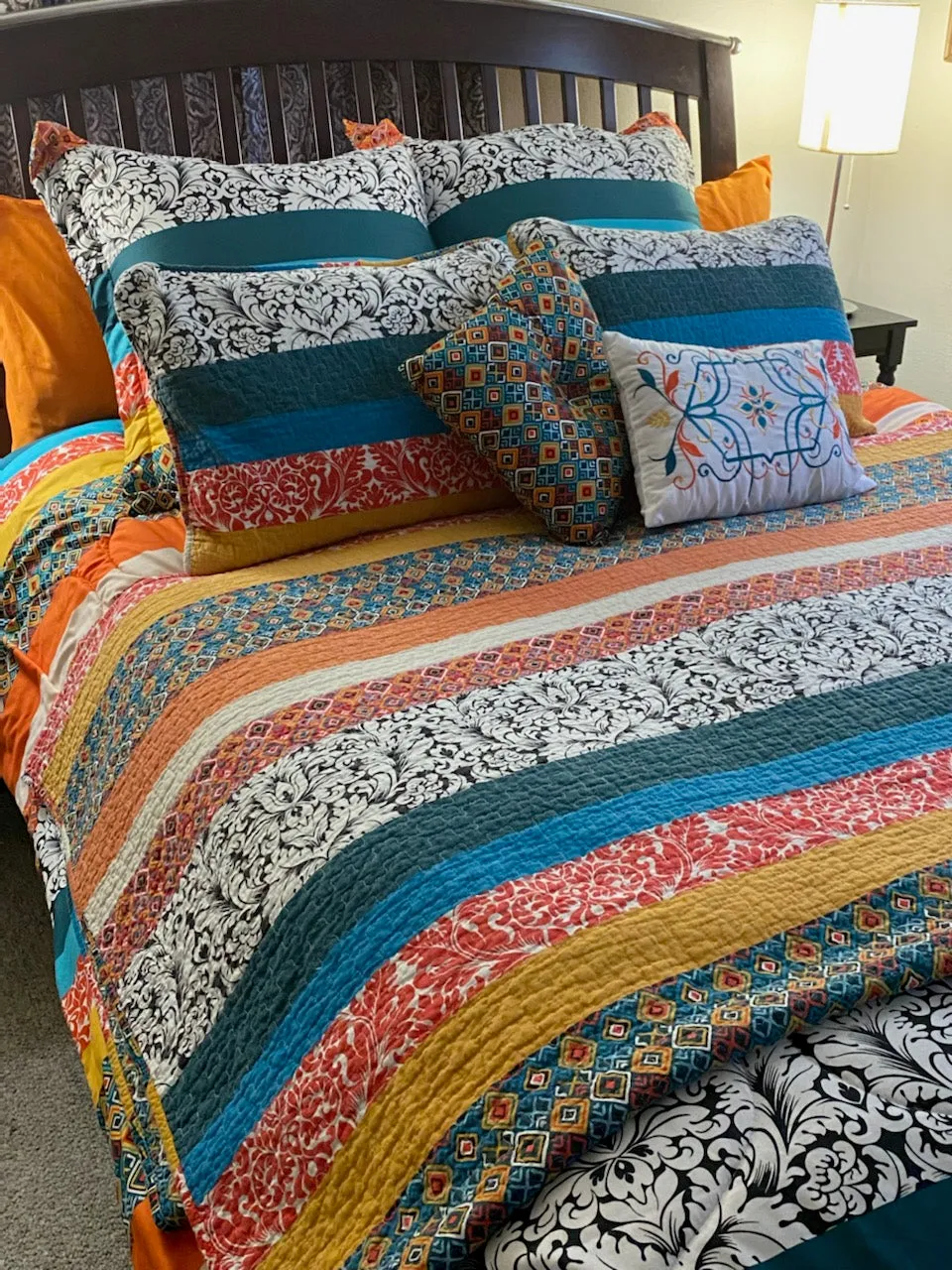 Boho Stripe 3 Piece Quilt Set