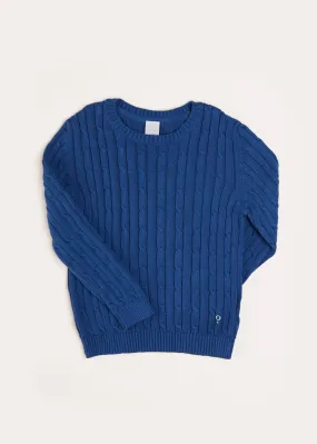 Cable Knit Crewneck Jumper in Blue (2-10yrs)