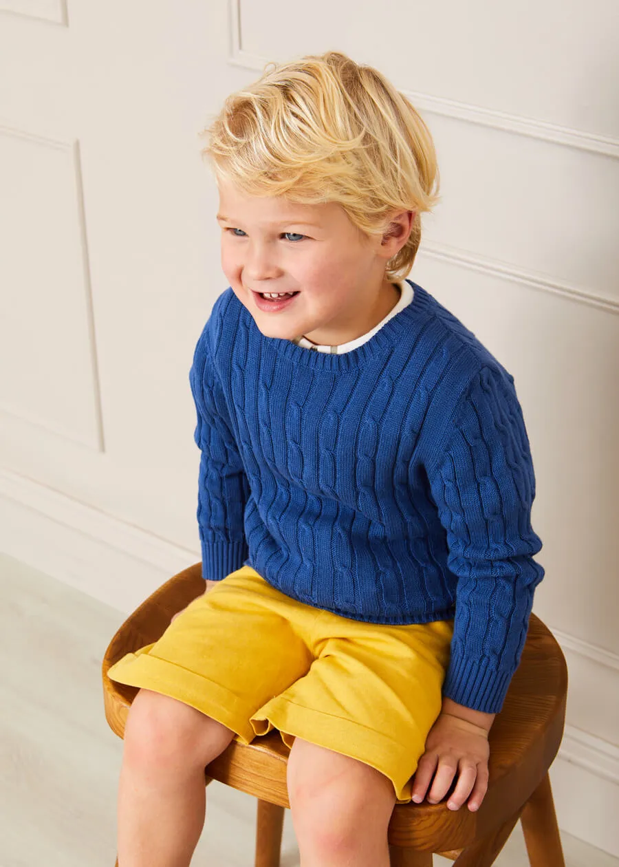 Cable Knit Crewneck Jumper in Blue (2-10yrs)