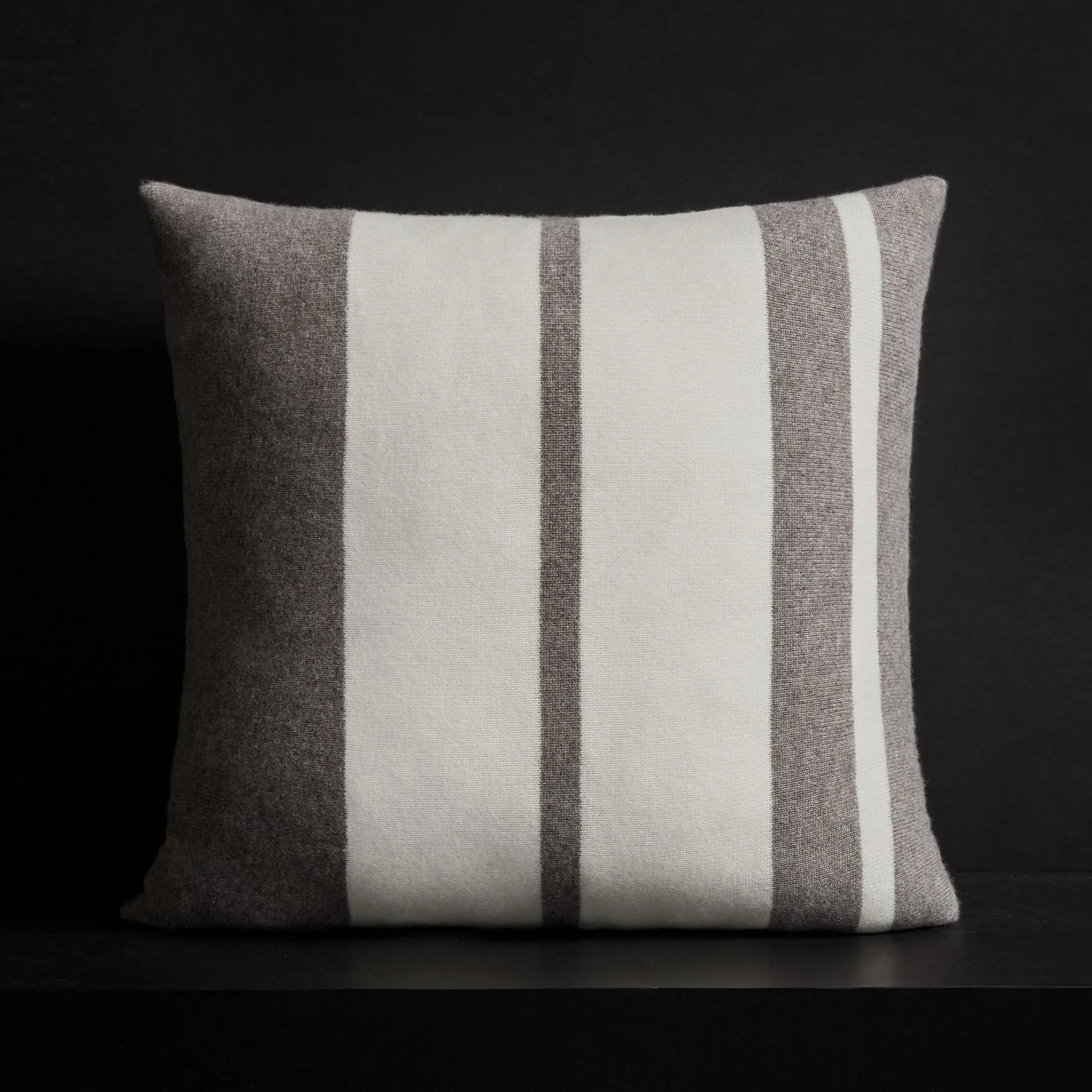 Cashmere Stripe Sham - Heather Grey/White