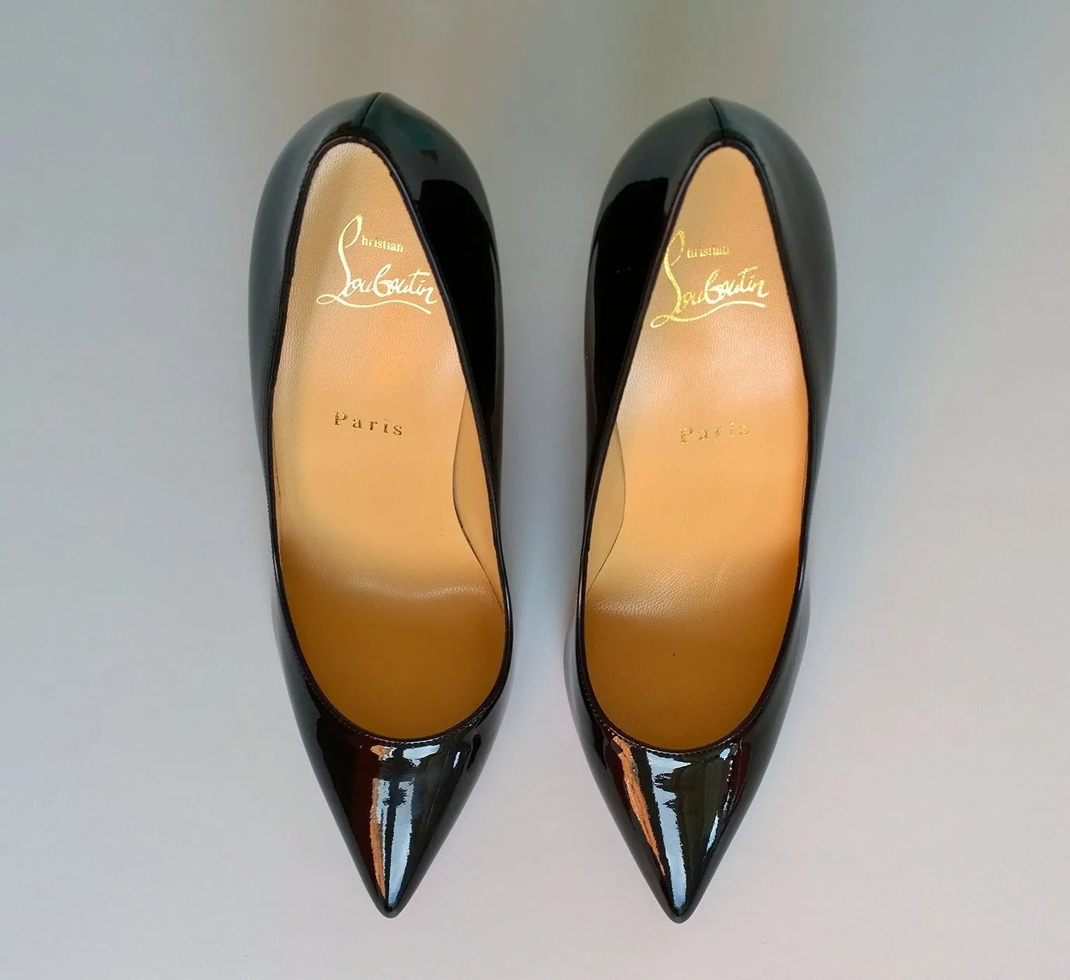 Christian Louboutin Pigalle 100 Black Patent Heels