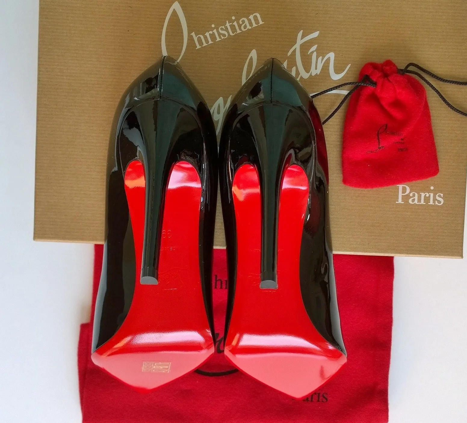 Christian Louboutin Pigalle 100 Black Patent Heels