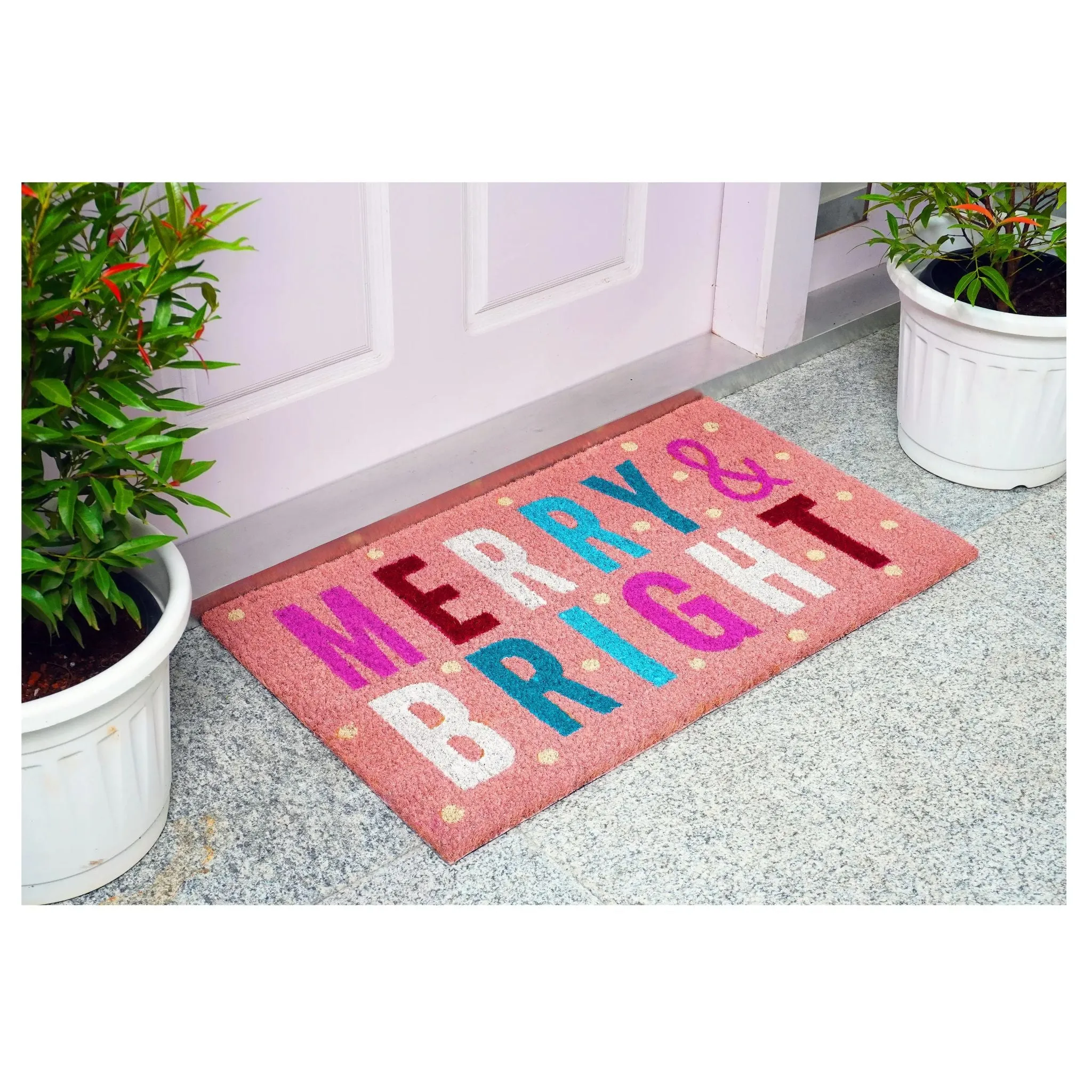 Christmas Pink Merry & Bright Doormat