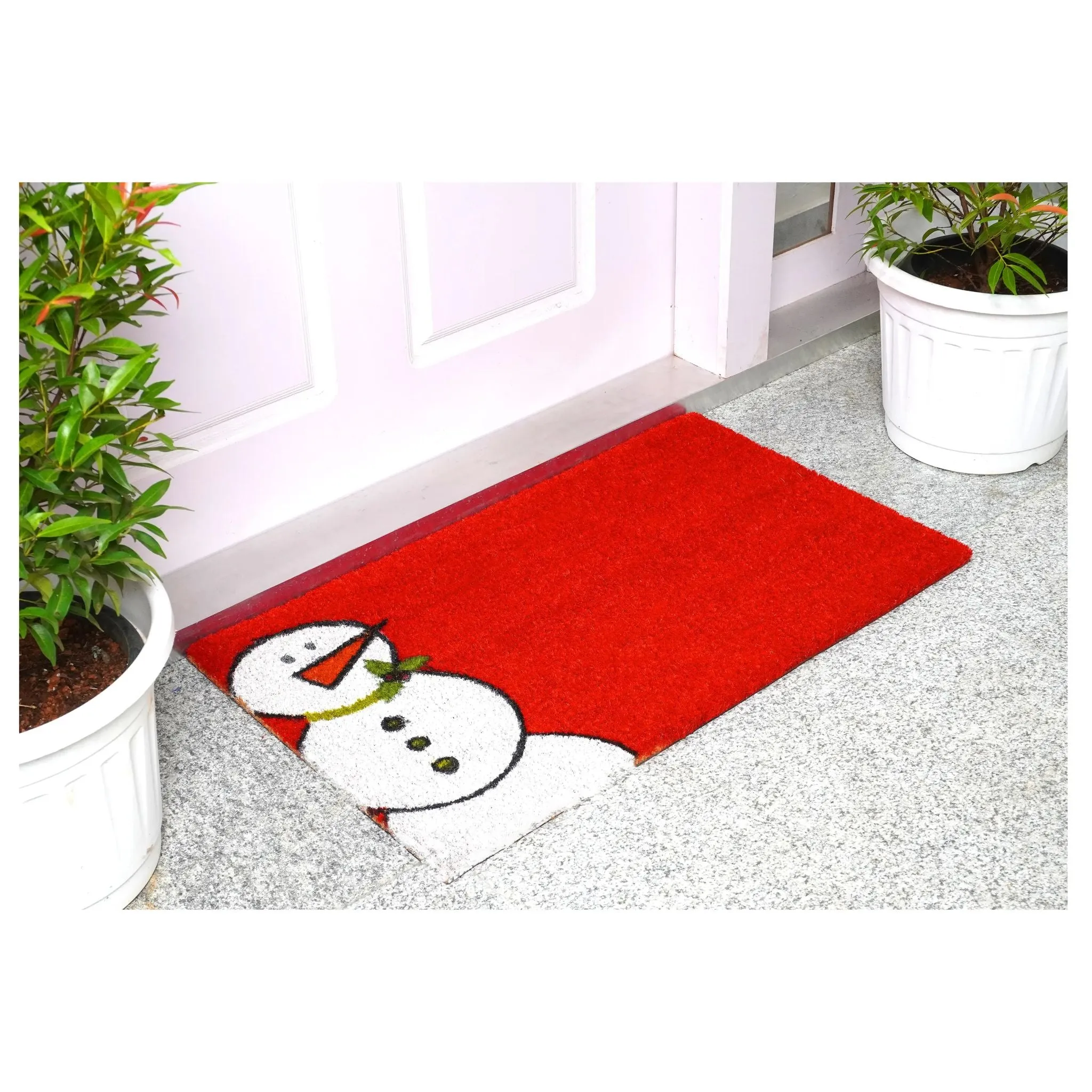 Christmas Red Winter Snowman Doormat