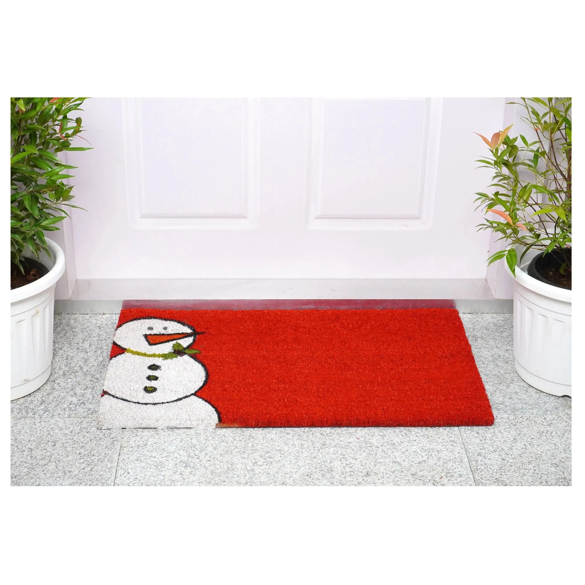 Christmas Red Winter Snowman Doormat