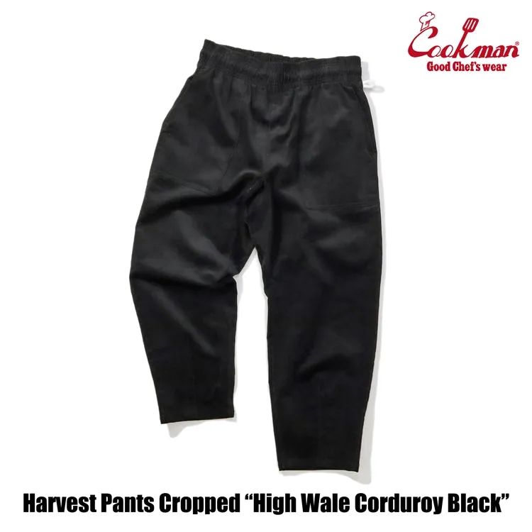 Cookman Harvest Pants Cropped - High Wale Corduroy : Black