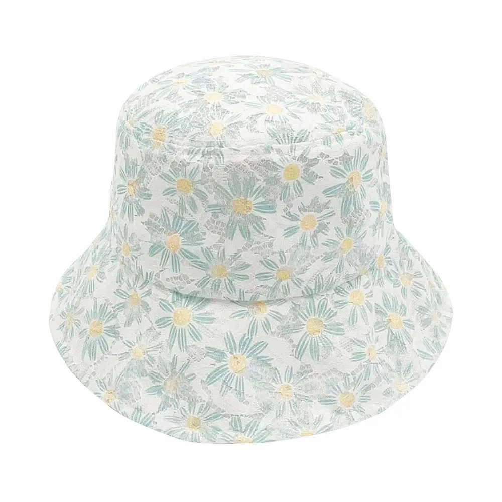 Daisy Flower Print Lace Bucket Hat