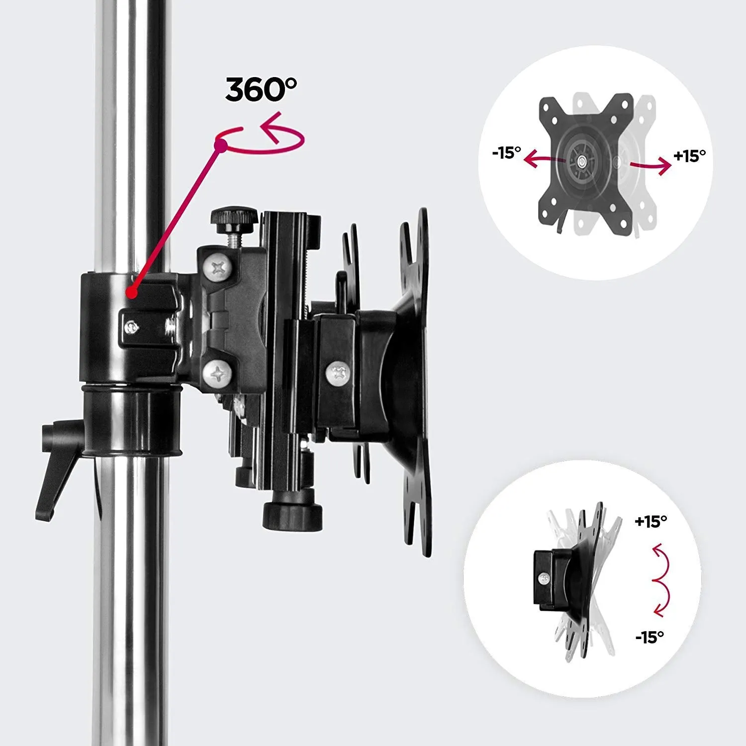 Duronic Computer Monitor Arms Stand DM753 Triple Freestanding PC Multi Arms Desk Mount Stands Riser for 3 8kg 15-24 Inch Display Screens VESA 75/100 - Black