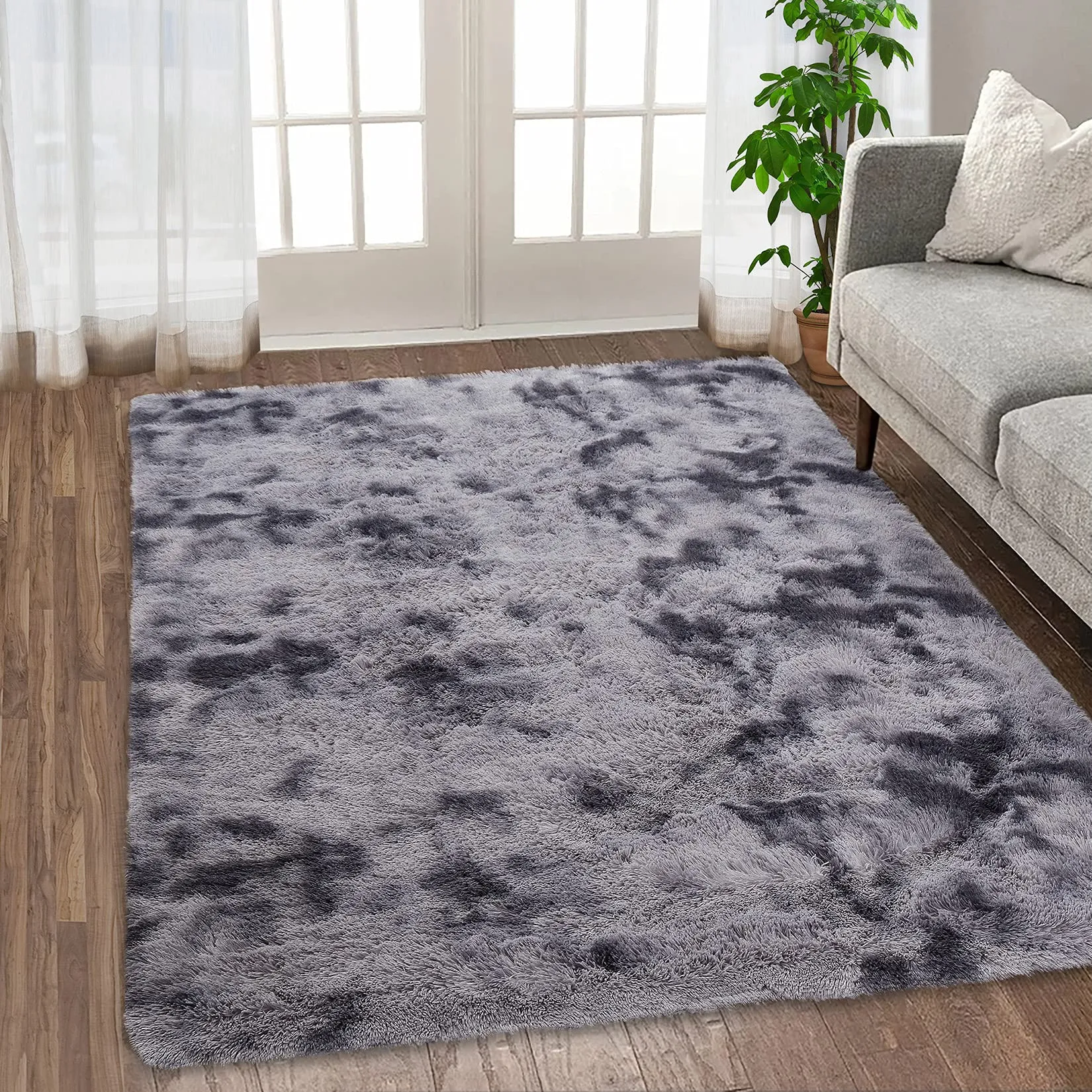 GARVEE Area Rugs for Bedroom Living Room Fluffy Shag Fur Rug for Kids Cozy Furry Rugs Plush Throw Rug Shaggy Decorative Accent Rug for Indoor Home Floor Carpet, Dark Grey, 5' x 8'