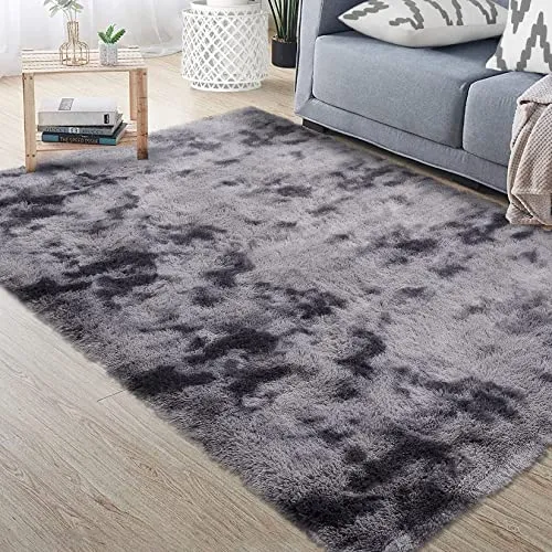 GARVEE Large Fluffy Area Rug for Living Room 8 x 10 Feet Gray Plush Shag Rugs for Bedroom Nursery Room Soft Shaggy Rug Anti-Slip Kids Playroom Fuzzy Rugs for Dining Room Decor Floor Carpet, Grey