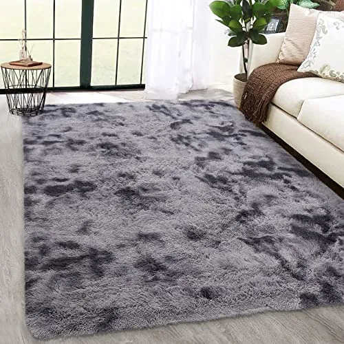 GARVEE Large Fluffy Area Rug for Living Room 8 x 10 Feet Gray Plush Shag Rugs for Bedroom Nursery Room Soft Shaggy Rug Anti-Slip Kids Playroom Fuzzy Rugs for Dining Room Decor Floor Carpet, Grey