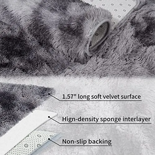 GARVEE Large Fluffy Area Rug for Living Room 8 x 10 Feet Gray Plush Shag Rugs for Bedroom Nursery Room Soft Shaggy Rug Anti-Slip Kids Playroom Fuzzy Rugs for Dining Room Decor Floor Carpet, Grey