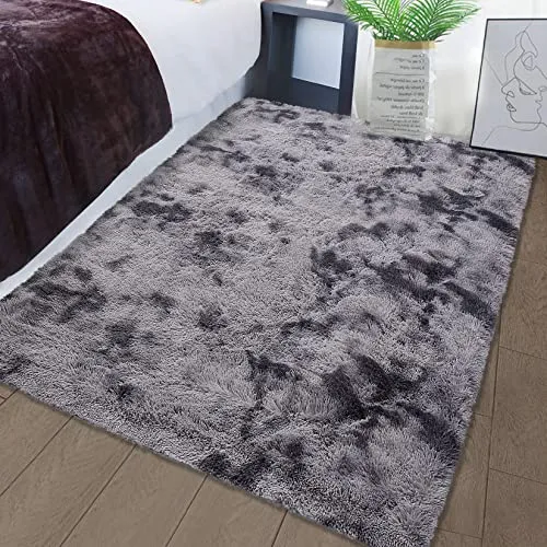 GARVEE Large Fluffy Area Rug for Living Room 8 x 10 Feet Gray Plush Shag Rugs for Bedroom Nursery Room Soft Shaggy Rug Anti-Slip Kids Playroom Fuzzy Rugs for Dining Room Decor Floor Carpet, Grey