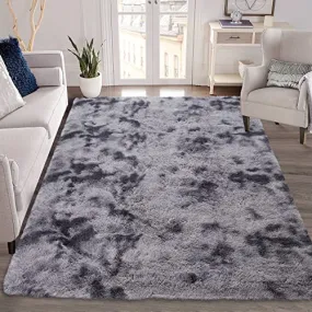 GARVEE Modern Fluffy Area Rug Shaggy Area Rug for Bedroom Luxury Soft Rug Furry Faux Fur Rug for Nursery Non-Slip Floor Carpet Non-Shedding Area Rug, Dark Grey, 4×6 Feet