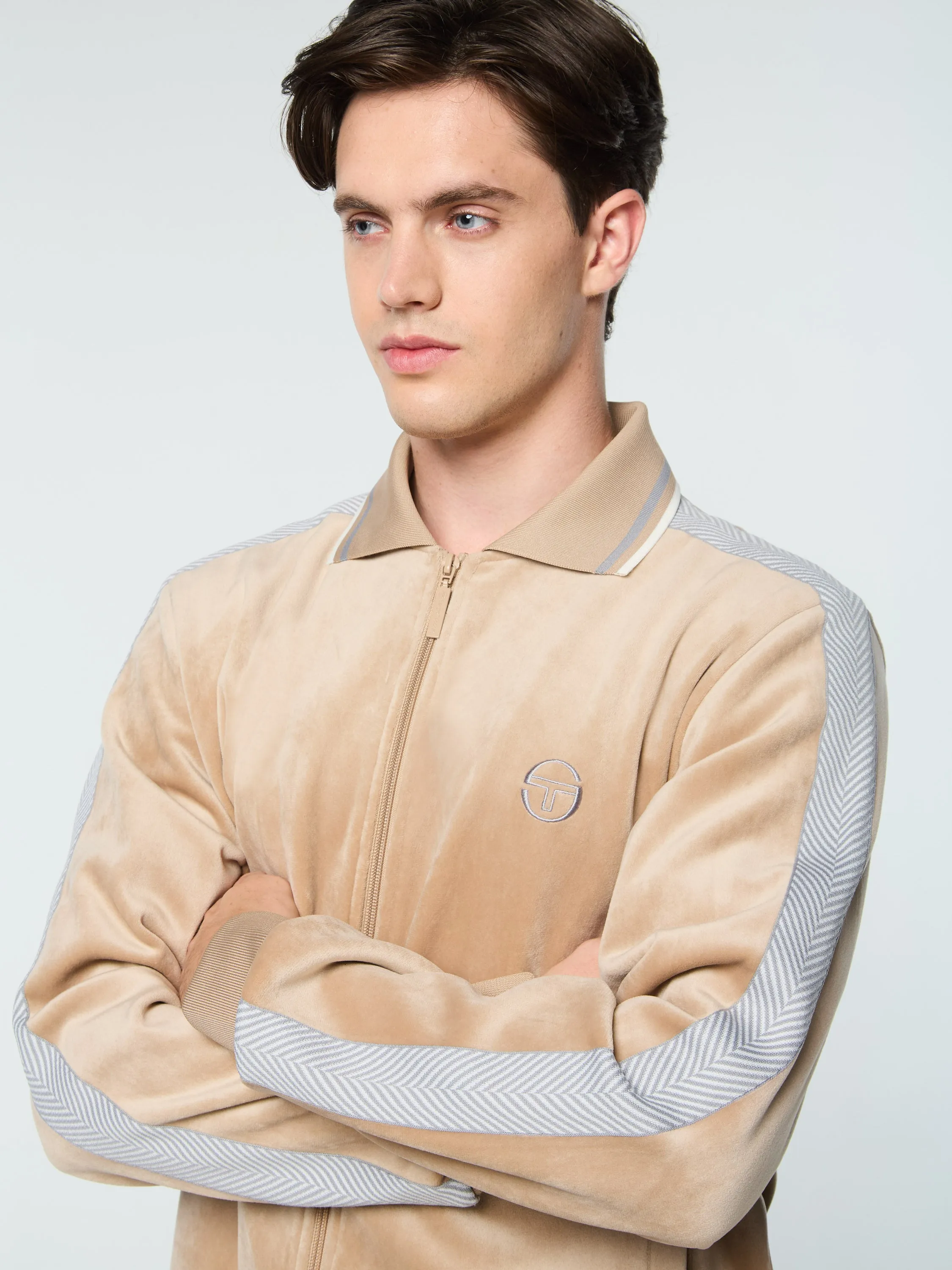 Maglia Velour Track Jacket- Humus