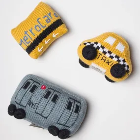 New York City Baby Gift Set | Organic Newborn Toy Rattles | Taxi, Metro Card, & Subway Train