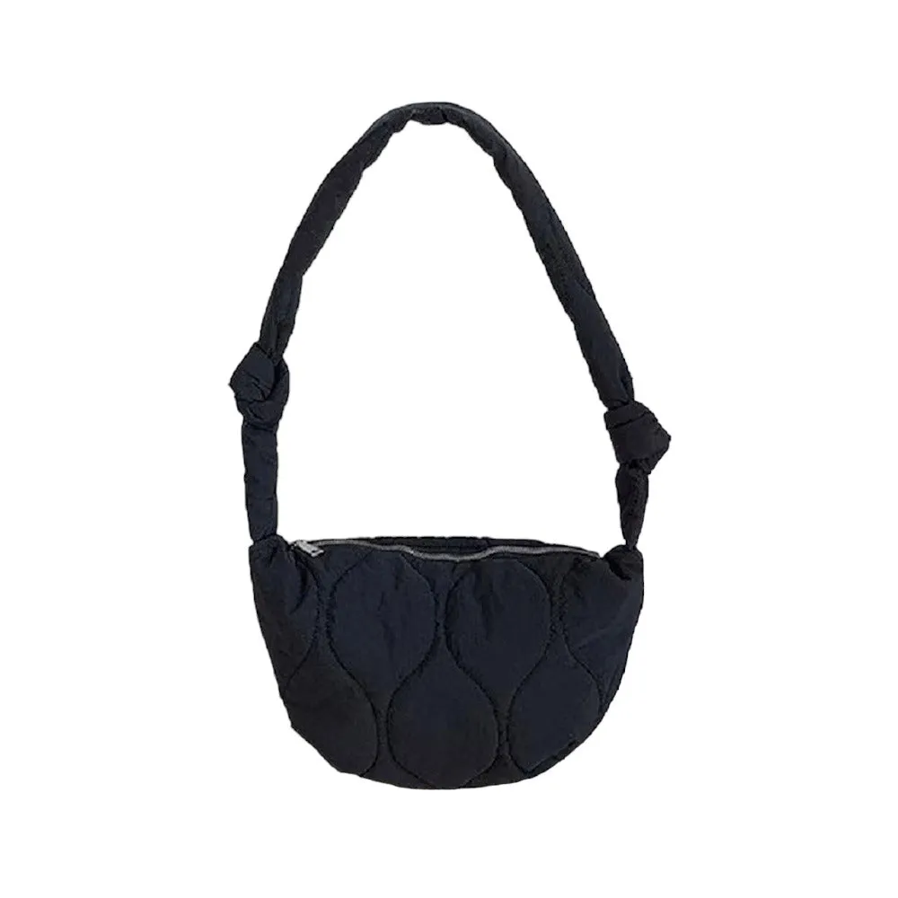 Quilted Puffer Half Moon Tote Shoulder Bag