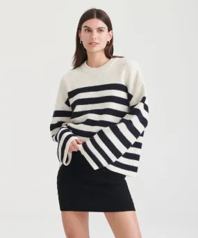 Super Luxe Cashmere Striped Crewneck