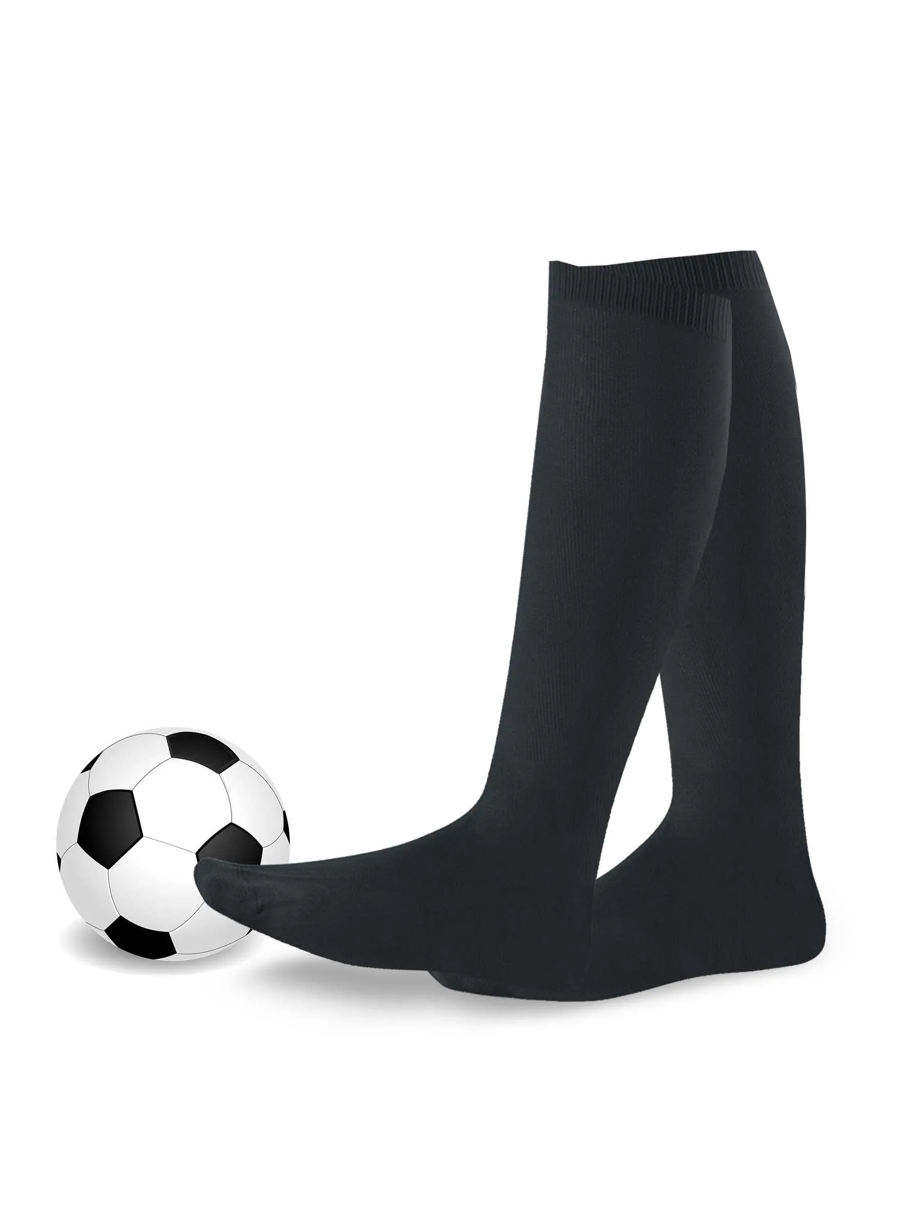 TeeHee Socks Unisex Soccer Acrylic Over The Knee High Black 9-Pack (50081)