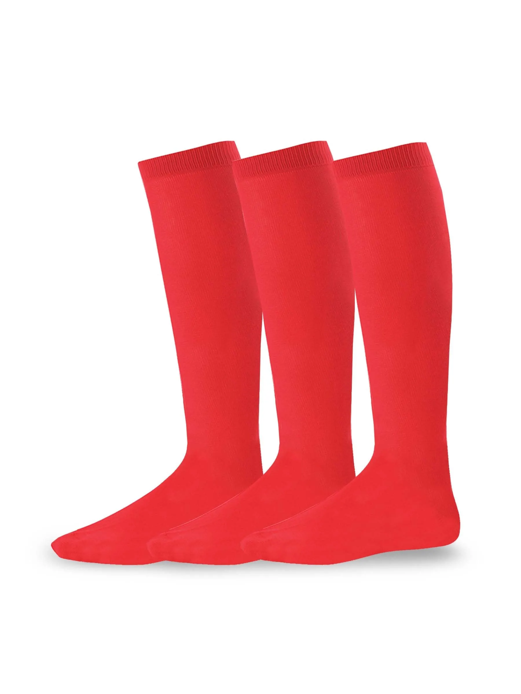 TeeHee Socks Unisex Soccer Acrylic Over The Knee High Red 3-Pack (50081)