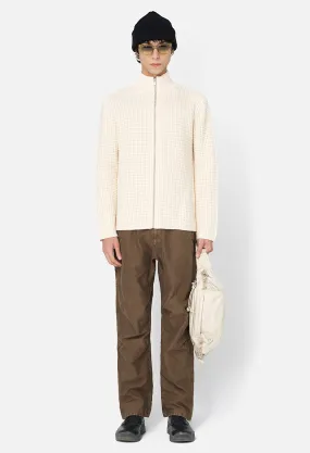 Wool Waffle Knit Full-Zip / Ivory